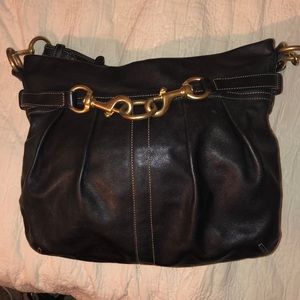 Coach bag! Black leather w/ brass. Like new!